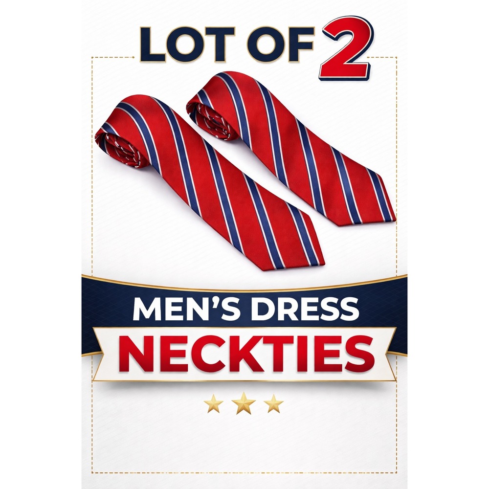 Men Necktie JACQUARD WOVEN Classic Striped Red Blue New Fashion Formal (x2)